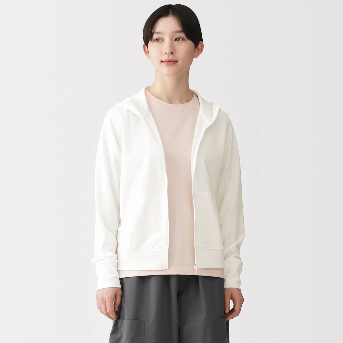 Discount Muji Camiseta con capucha y cremallera Quick Dry para mujer