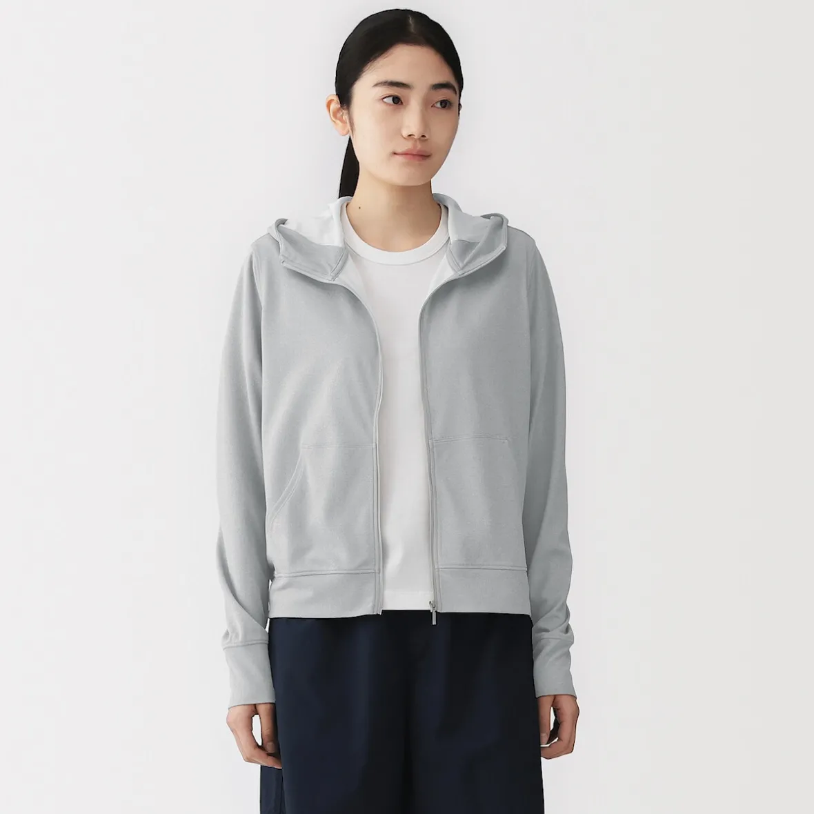 Discount Muji Camiseta con capucha y cremallera Quick Dry para mujer