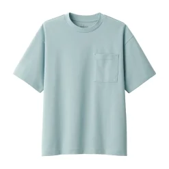 Discount Muji Camiseta Cool Touch Relaxed Fit con bolsillo para hombre.