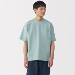 Discount Muji Camiseta Cool Touch Relaxed Fit con bolsillo para hombre.