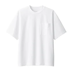 Hot Muji Camiseta Cool Touch Relaxed Fit con bolsillo para hombre