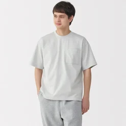 Hot Muji Camiseta Cool Touch Relaxed Fit con bolsillo para hombre