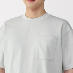 Hot Muji Camiseta Cool Touch Relaxed Fit con bolsillo para hombre
