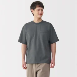 Hot Muji Camiseta Cool Touch Relaxed Fit con bolsillo para hombre