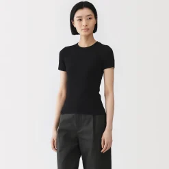 New Muji Camiseta de algodón orgánico de alta torsión para mujer