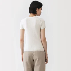 New Muji Camiseta de algodón orgánico de alta torsión para mujer