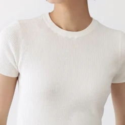 New Muji Camiseta de algodón orgánico de alta torsión para mujer