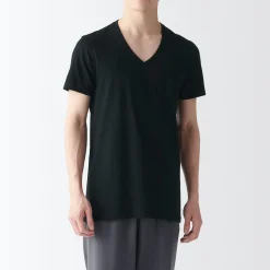 New Muji Camiseta de algodón sin costuras laterales con cuello en V - pack de 2, para hombre
