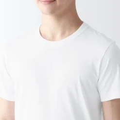 Online Muji Camiseta de algodón sin costuras laterales con cuello redondo - pack de 2, para hombre