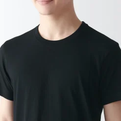 Online Muji Camiseta de algodón sin costuras laterales con cuello redondo - pack de 2, para hombre