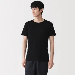 Best Muji Camiseta de cuello redondo de algodón que absorbe la humedad para hombre