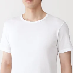 Best Muji Camiseta de cuello redondo de algodón que absorbe la humedad para hombre