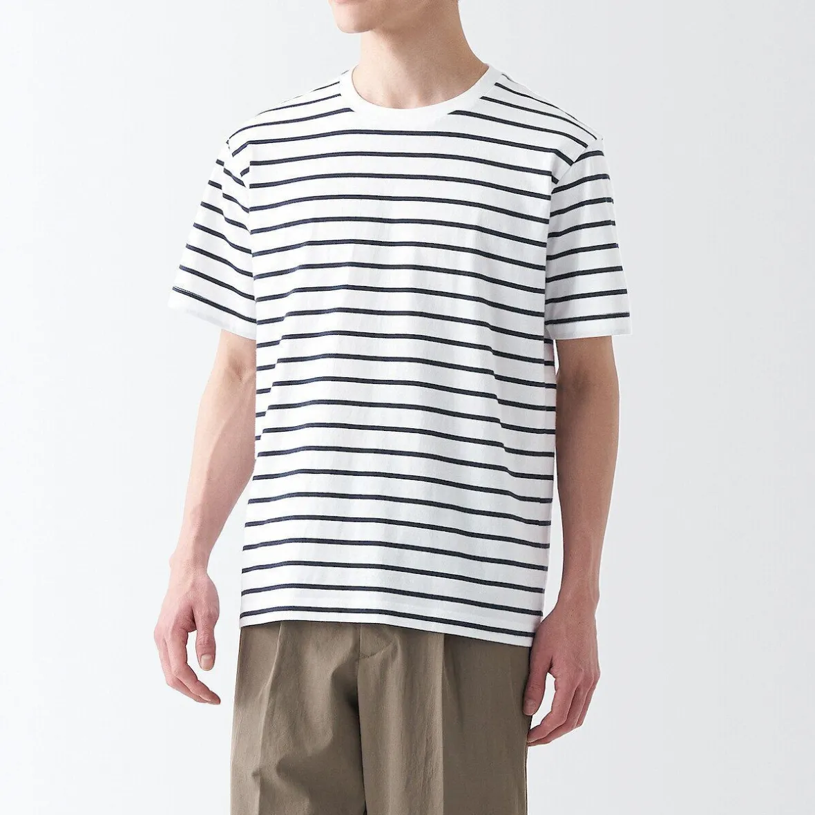 Best Muji Camiseta de cuello redondo de jersey