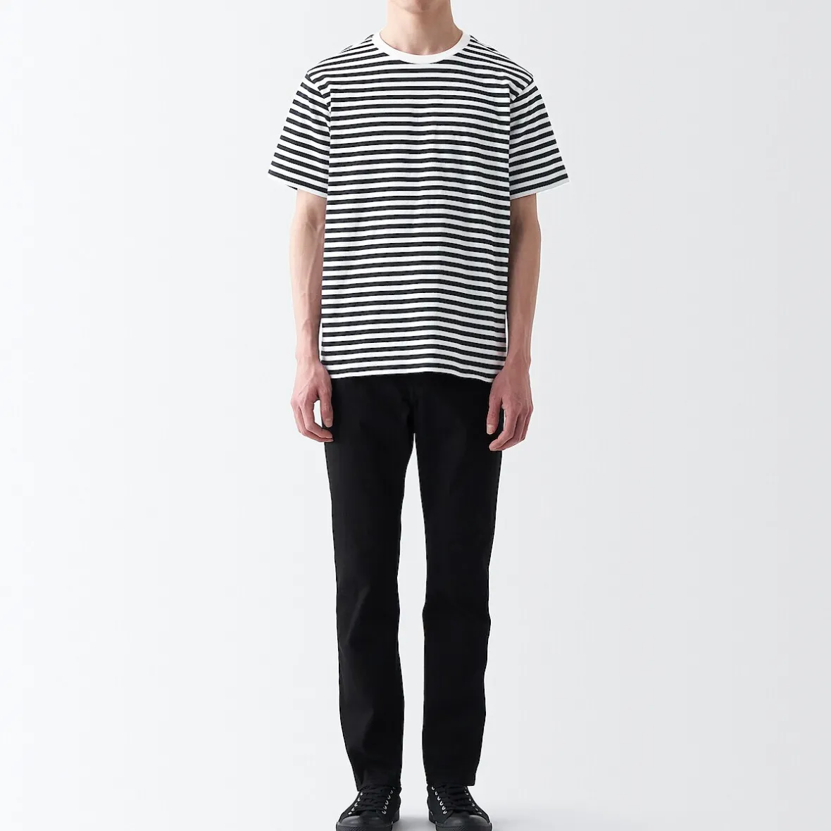 Best Muji Camiseta de cuello redondo de jersey