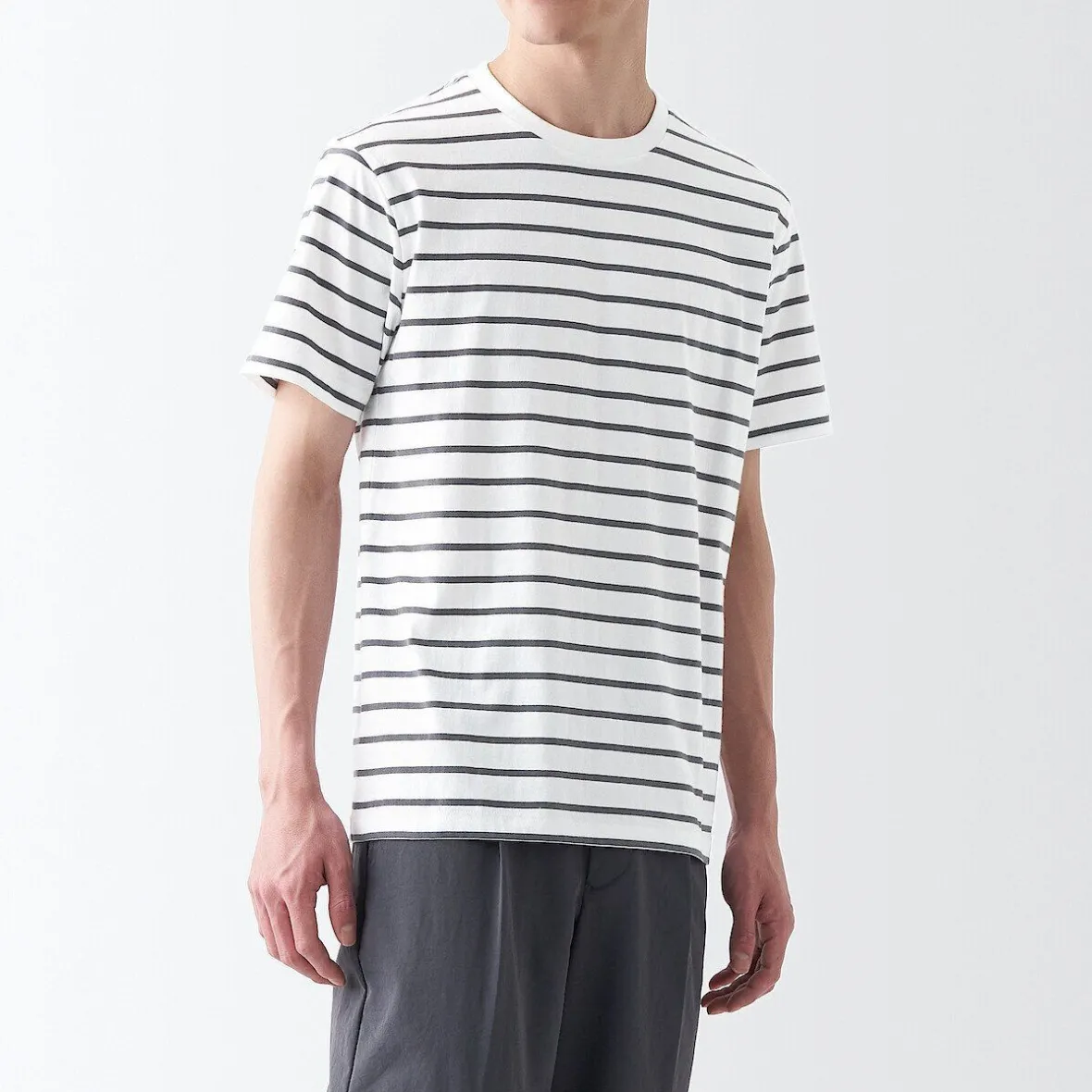Best Muji Camiseta de cuello redondo de jersey