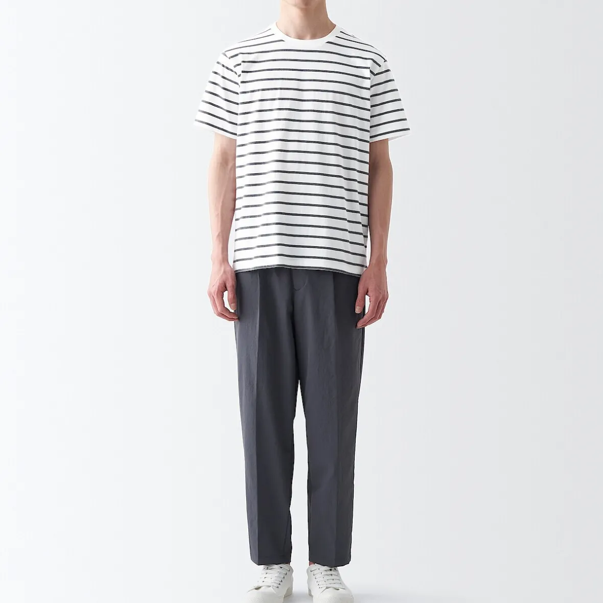 Best Muji Camiseta de cuello redondo de jersey