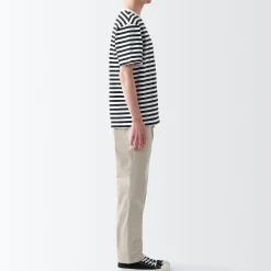 Outlet Muji Camiseta de jersey grueso Rayas Negro