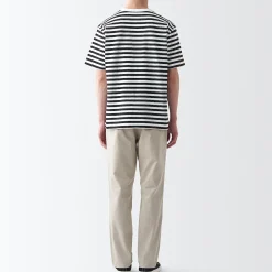 Outlet Muji Camiseta de jersey grueso Rayas Negro