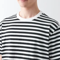 Outlet Muji Camiseta de jersey grueso Rayas Negro