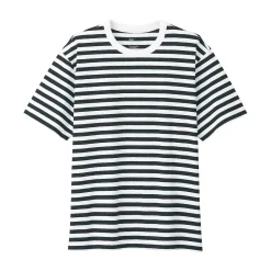 Outlet Muji Camiseta de jersey grueso Rayas Negro