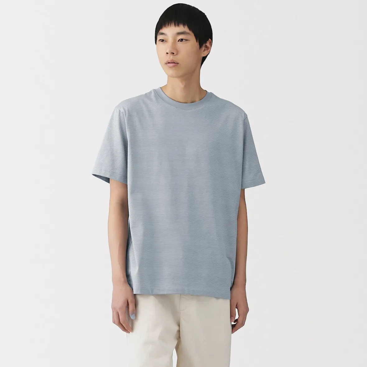 Muji Camiseta de jersey para hombre ‐ Rayas