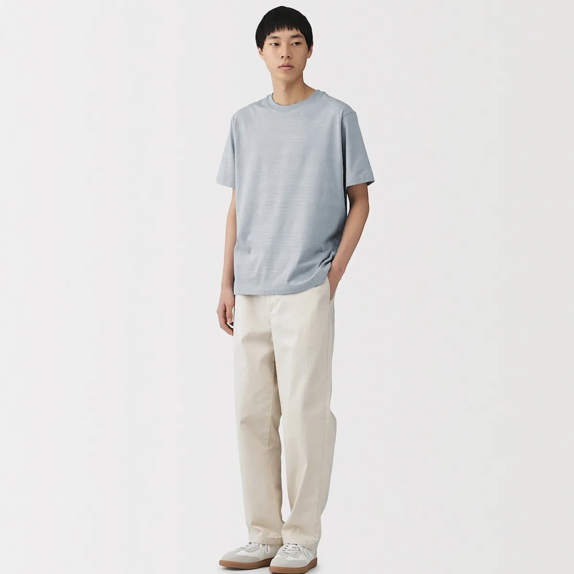 Muji Camiseta de jersey para hombre ‐ Rayas