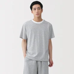 Muji Camiseta de jersey para hombre ‐ Rayas
