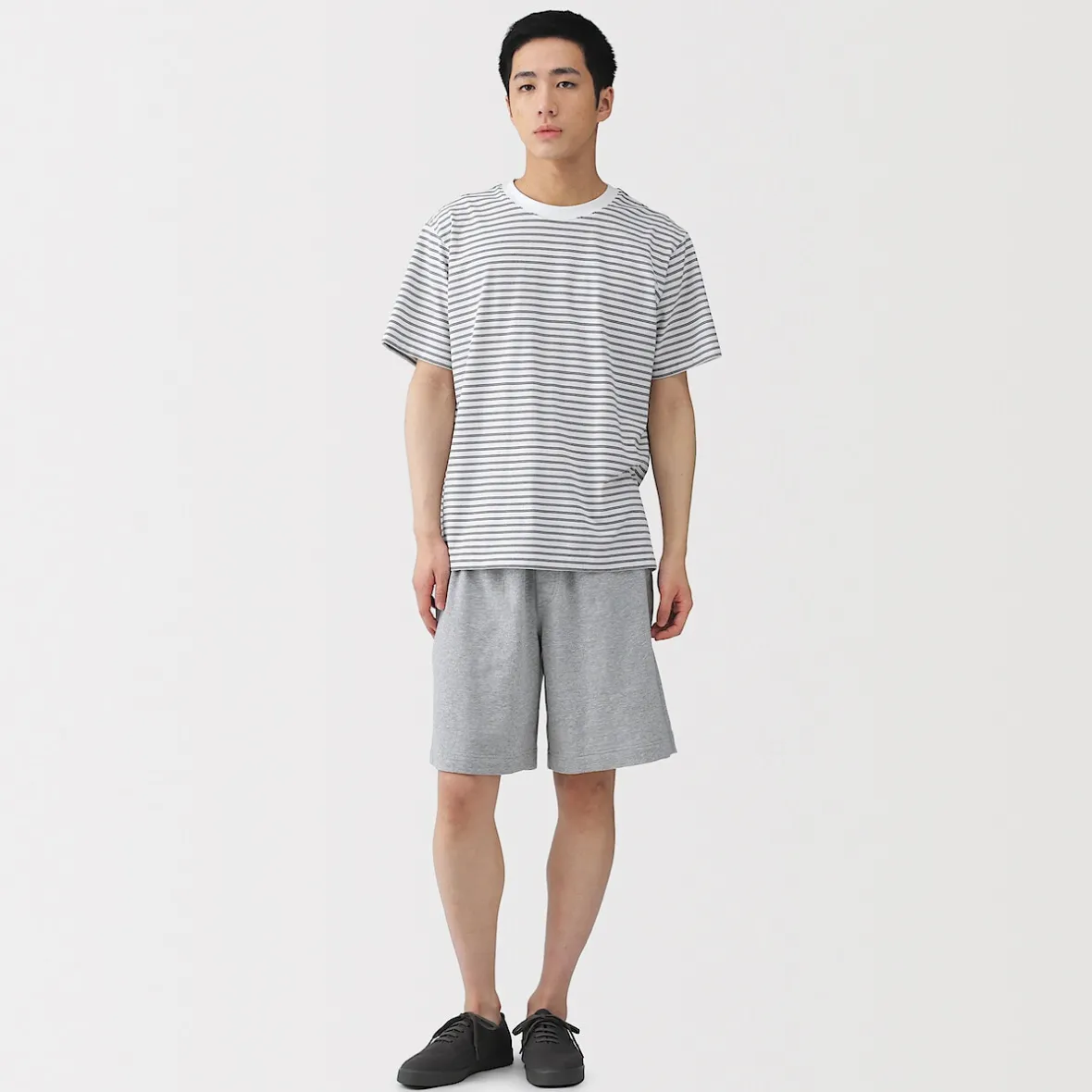 Muji Camiseta de jersey para hombre ‐ Rayas