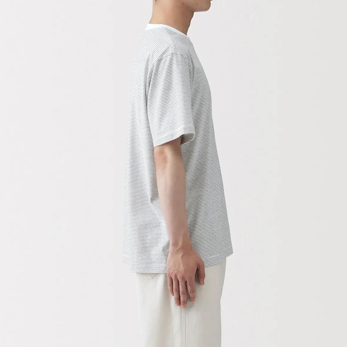 Muji Camiseta de jersey para hombre ‐ Rayas