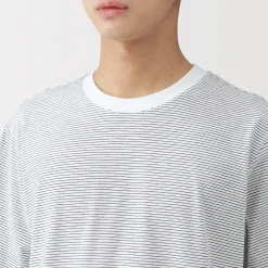 Muji Camiseta de jersey para hombre ‐ Rayas