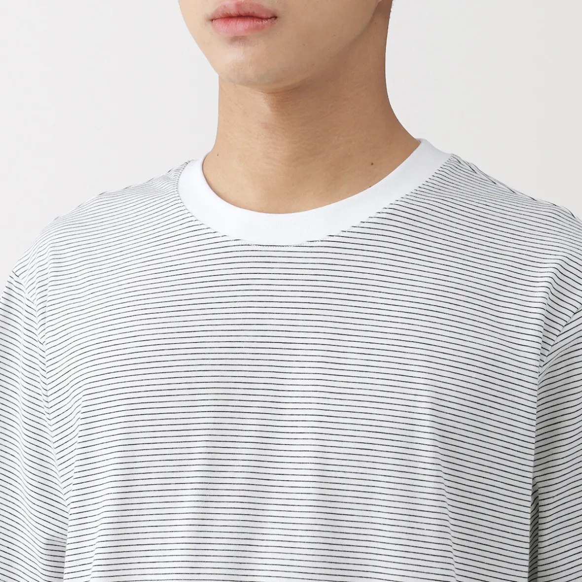 Muji Camiseta de jersey para hombre ‐ Rayas