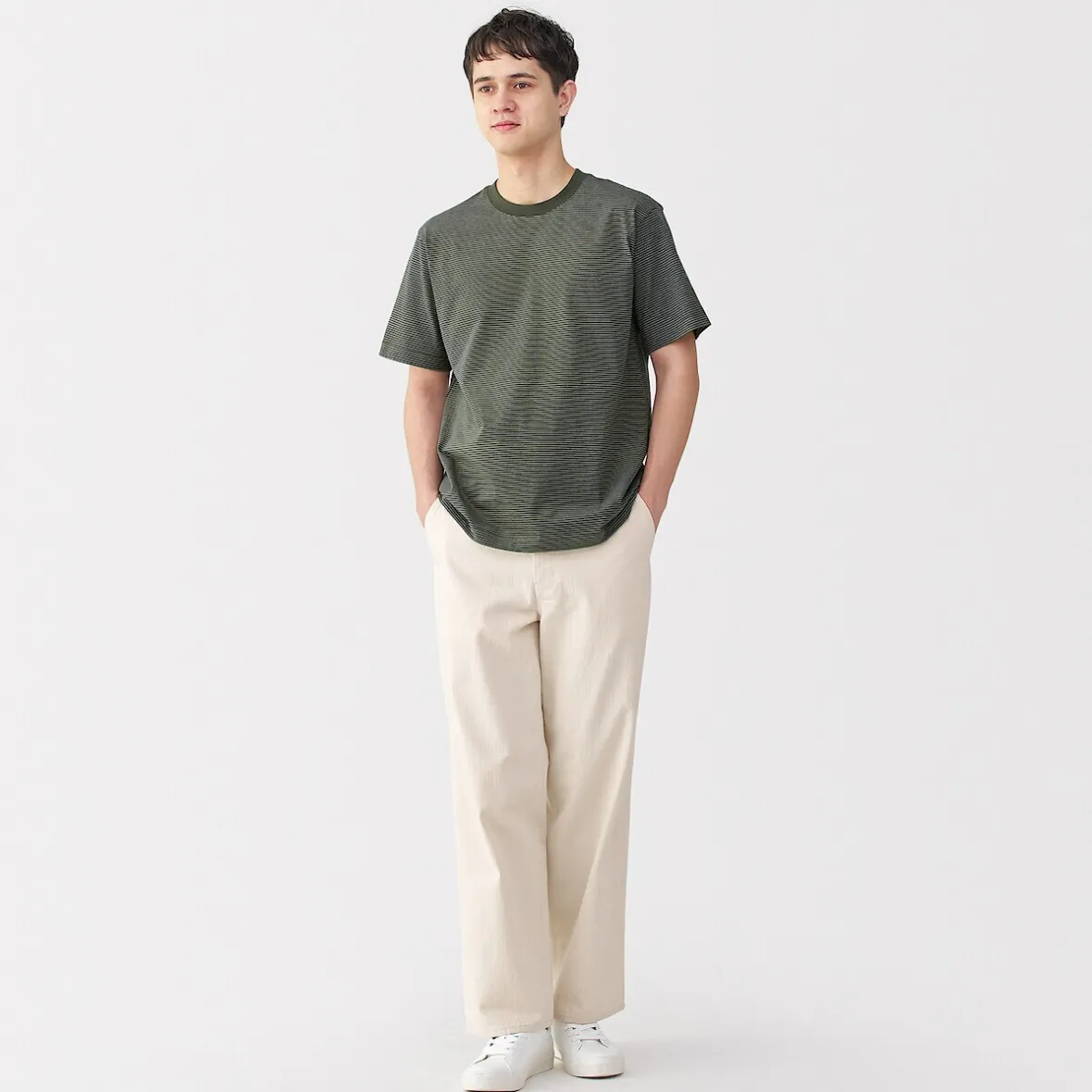 Best Muji Camiseta de jersey para hombre ‐ Rayas