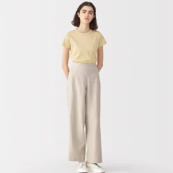 Muji Camiseta de lino y algodón para mujer