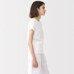 Muji Camiseta de lino y algodón para mujer