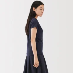 Muji Camiseta de lino y algodón para mujer