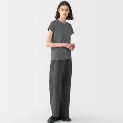 Muji Camiseta de lino y algodón para mujer