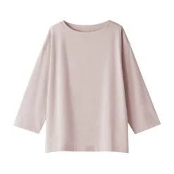 Muji Camiseta de manga 3/4 de mezcla de algodón para mujer