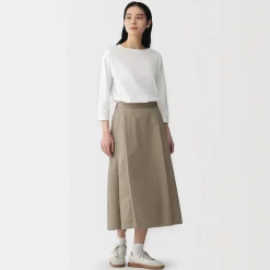 Muji Camiseta de manga 3/4 de mezcla de algodón para mujer