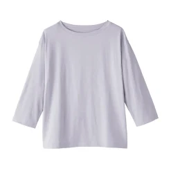 Muji Camiseta de manga 3/4 de mezcla de algodón para mujer