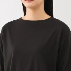 Muji Camiseta de manga 3/4 de mezcla de algodón para mujer