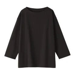 Muji Camiseta de manga 3/4 de mezcla de algodón para mujer