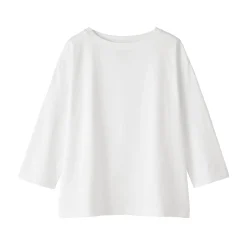 Muji Camiseta de manga 3/4 de mezcla de algodón para mujer