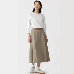 Muji Camiseta de manga 3/4 de mezcla de algodón para mujer