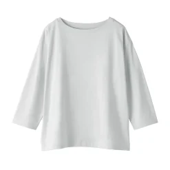 Muji Camiseta de manga 3/4 de mezcla de algodón para mujer