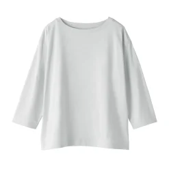Muji Camiseta de manga 3/4 de mezcla de algodón para mujer