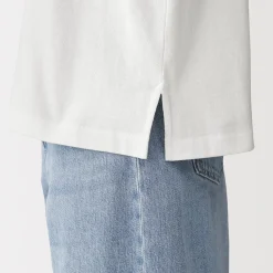 Muji Camiseta de manga de casquillo y algodón grueso para mujer