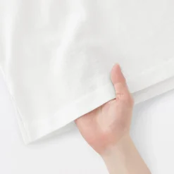 Muji Camiseta de manga de casquillo y algodón grueso para mujer