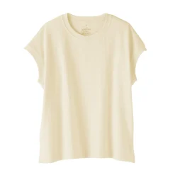 Muji Camiseta de manga de casquillo y algodón grueso para mujer