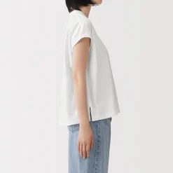 Muji Camiseta de manga de casquillo y algodón grueso para mujer