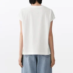 Muji Camiseta de manga de casquillo y algodón grueso para mujer